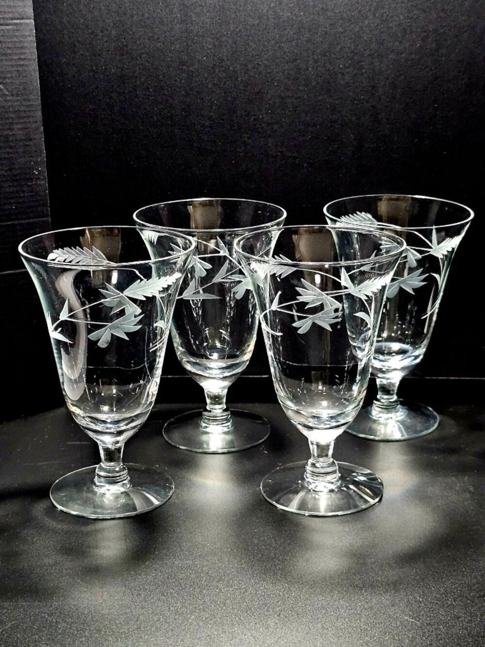 4 Weston Vintage Flower Ice Tea Glasses 5.5" romantic floral elegant stemware